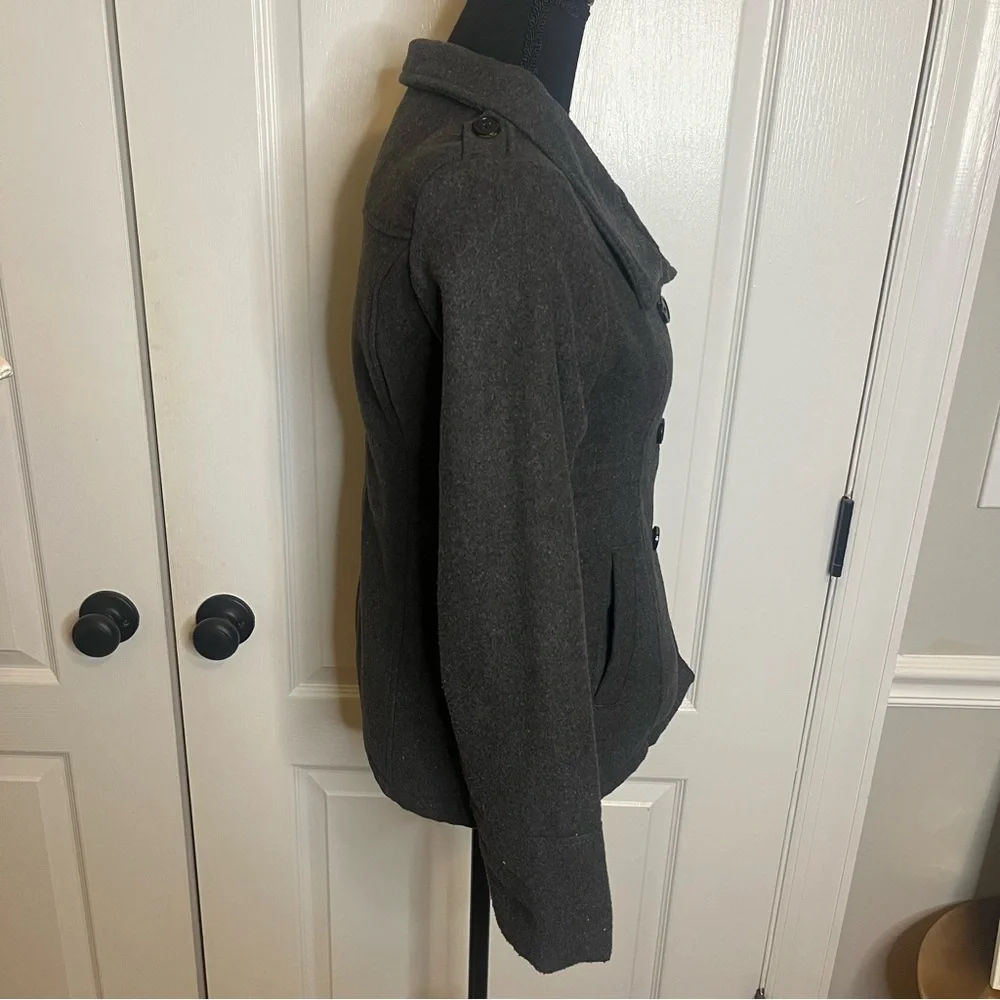 London Fog Girls Pea Coat Gray 14/16 Dress Button-up Double Breasted Warm